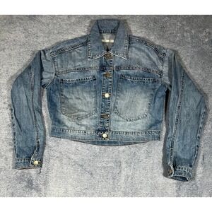 STS Blue Womens Cropped Denim Jacket Medium Wash Cotton XS Relaxed Fit